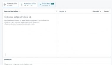 Interface utilisateur de DeepL Traducteur.