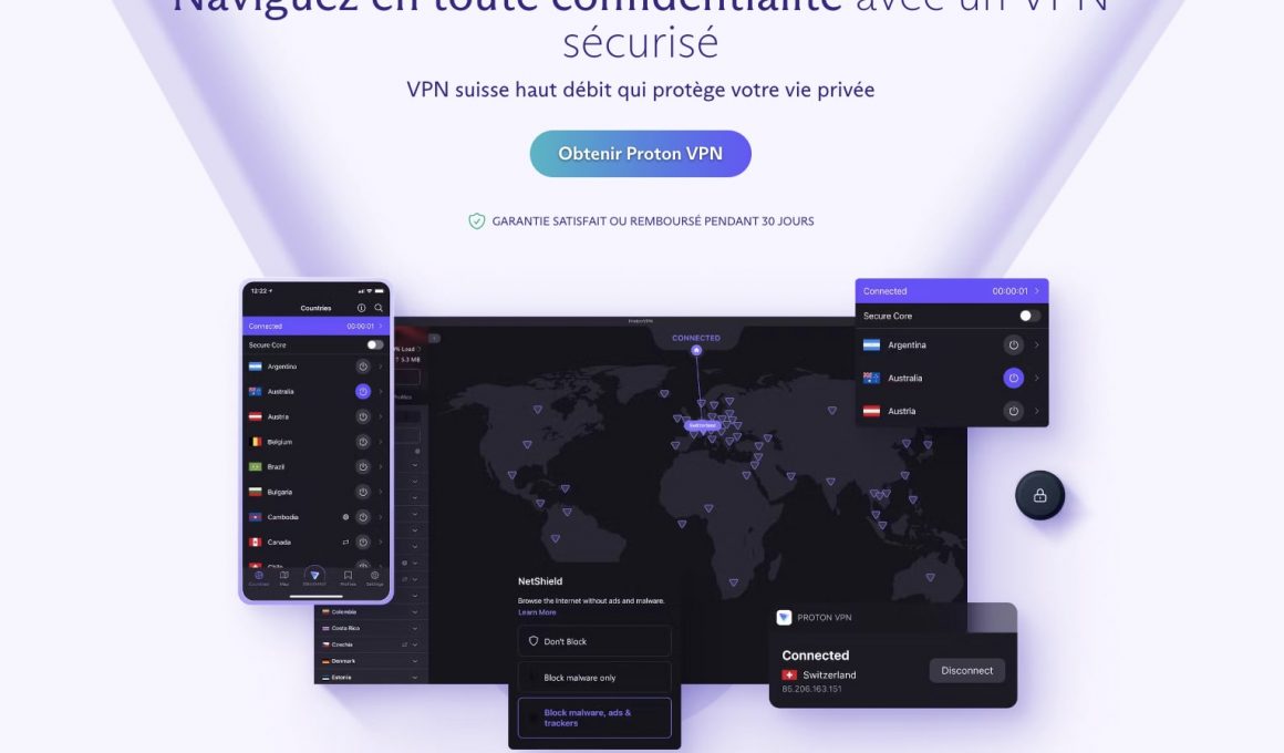 Interface utilisateur de Proton VPN.