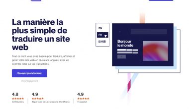 Service Weglot pour traduction de sites web.