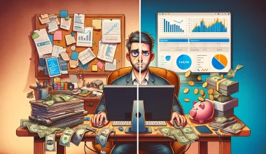 Homme stressé par le travail et les finances.