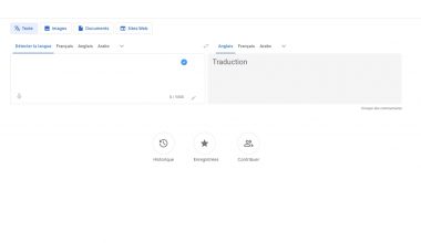 Interface de traduction en ligne.