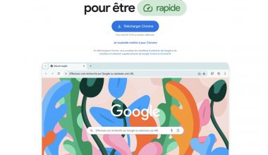 Page promotionnelle Google Chrome avec fond floral.