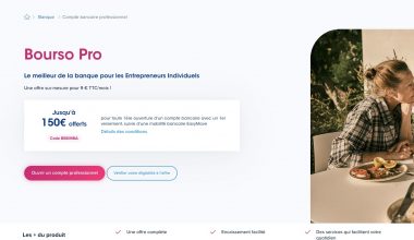 Page web de Boursorama Banque pour entrepreneurs.