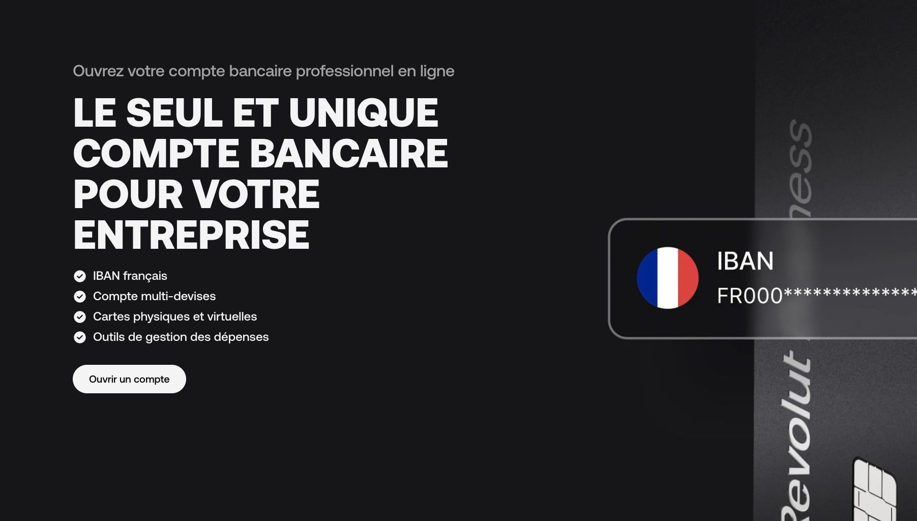 Publicité sur le compte bancaire professionnel Revolut.