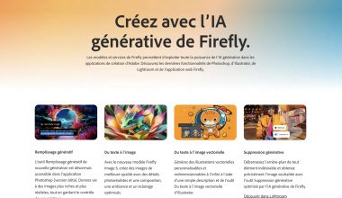 Page de l'IA générative Firefly d'Adobe.