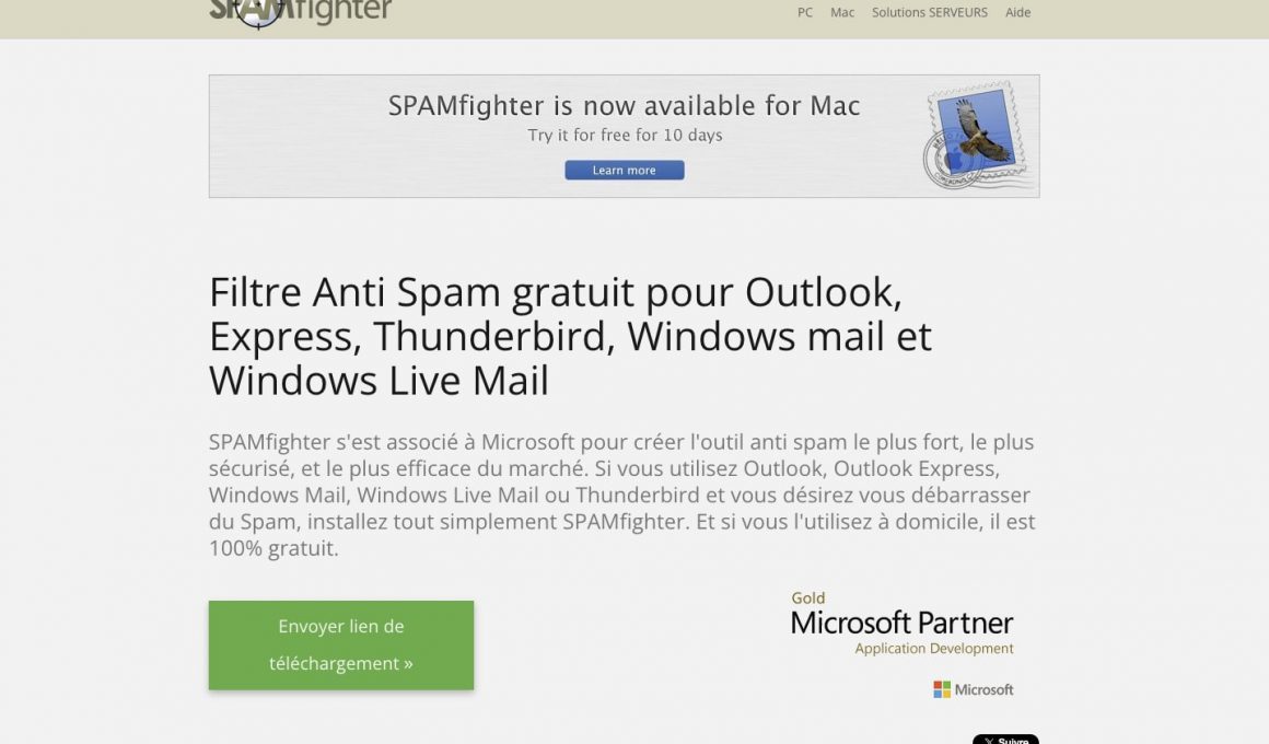 Page de téléchargement SPAMfighter pour Mac.