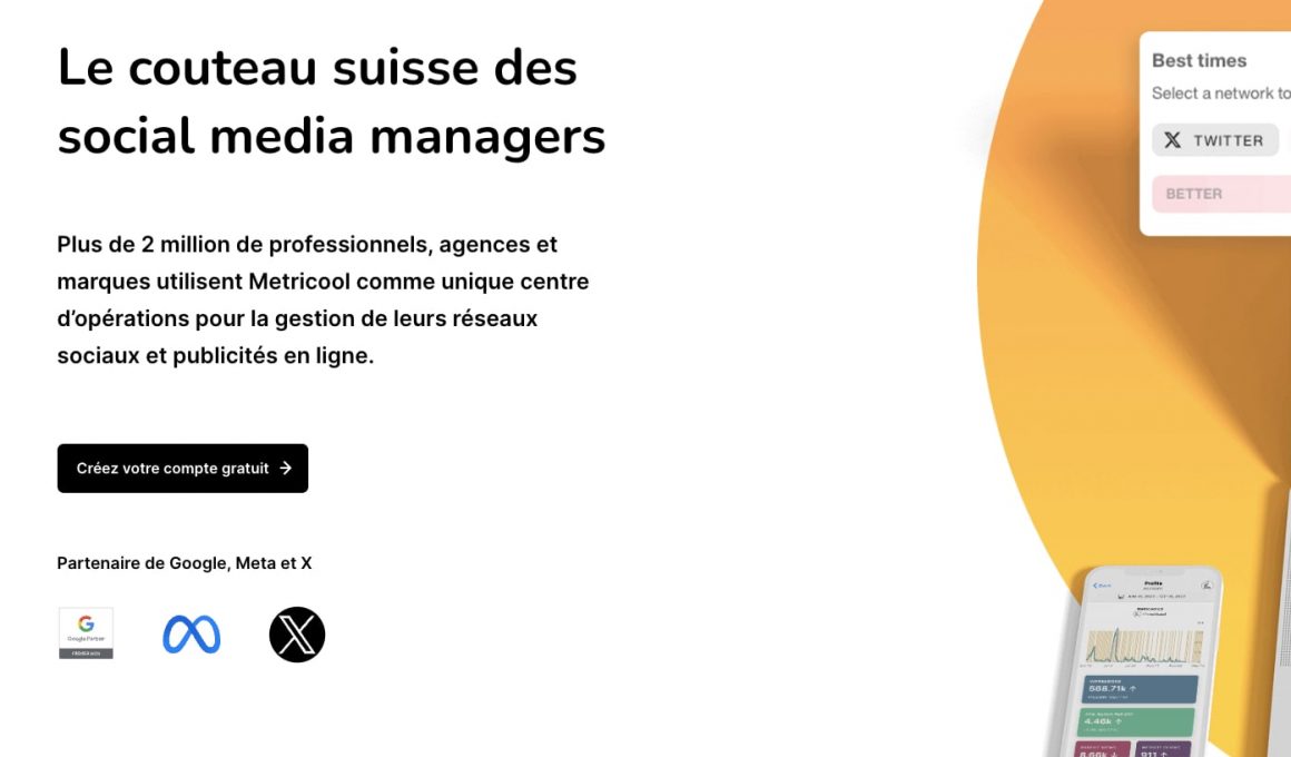 Capture écran Metricool, outil gestion réseaux sociaux.