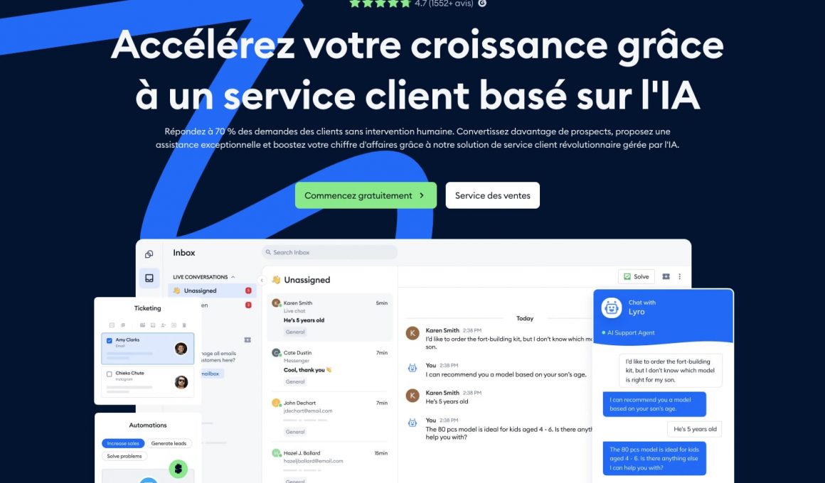 Service client IA pour croissance rapide.