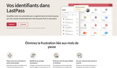 Interface LastPass simplifiant la gestion de mots de passe.
