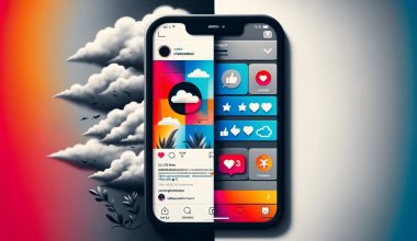 Smartphone affichant interface réseaux sociaux colorée