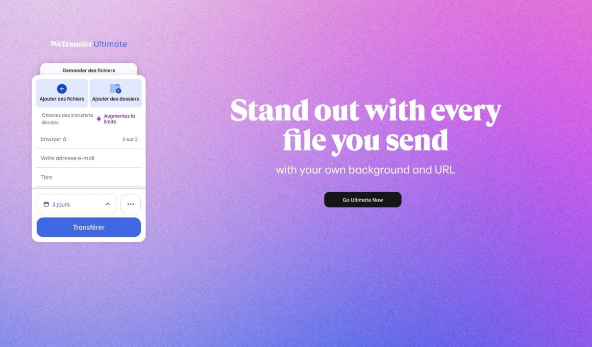 Publicité WeTransfer Ultimate colorée