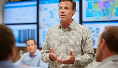 Homme parlant lors d'une réunion professionnelle.