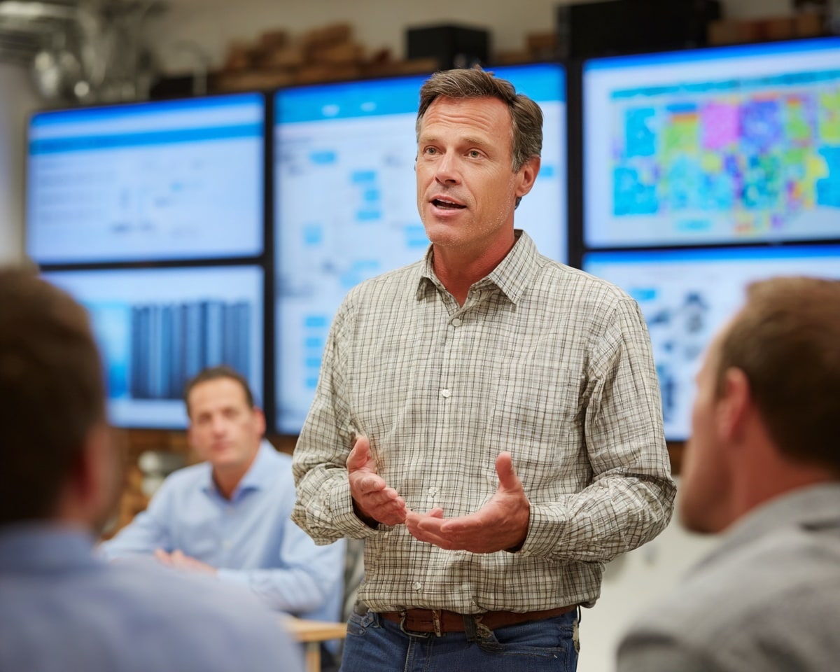 Homme parlant lors d'une réunion professionnelle.