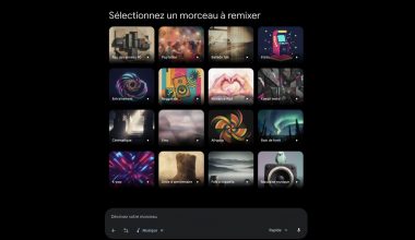Interface de sélection de morceaux musicaux à remixer.