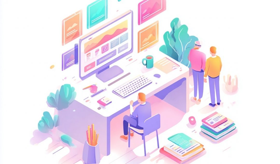 Bureau avec deux personnes discutant