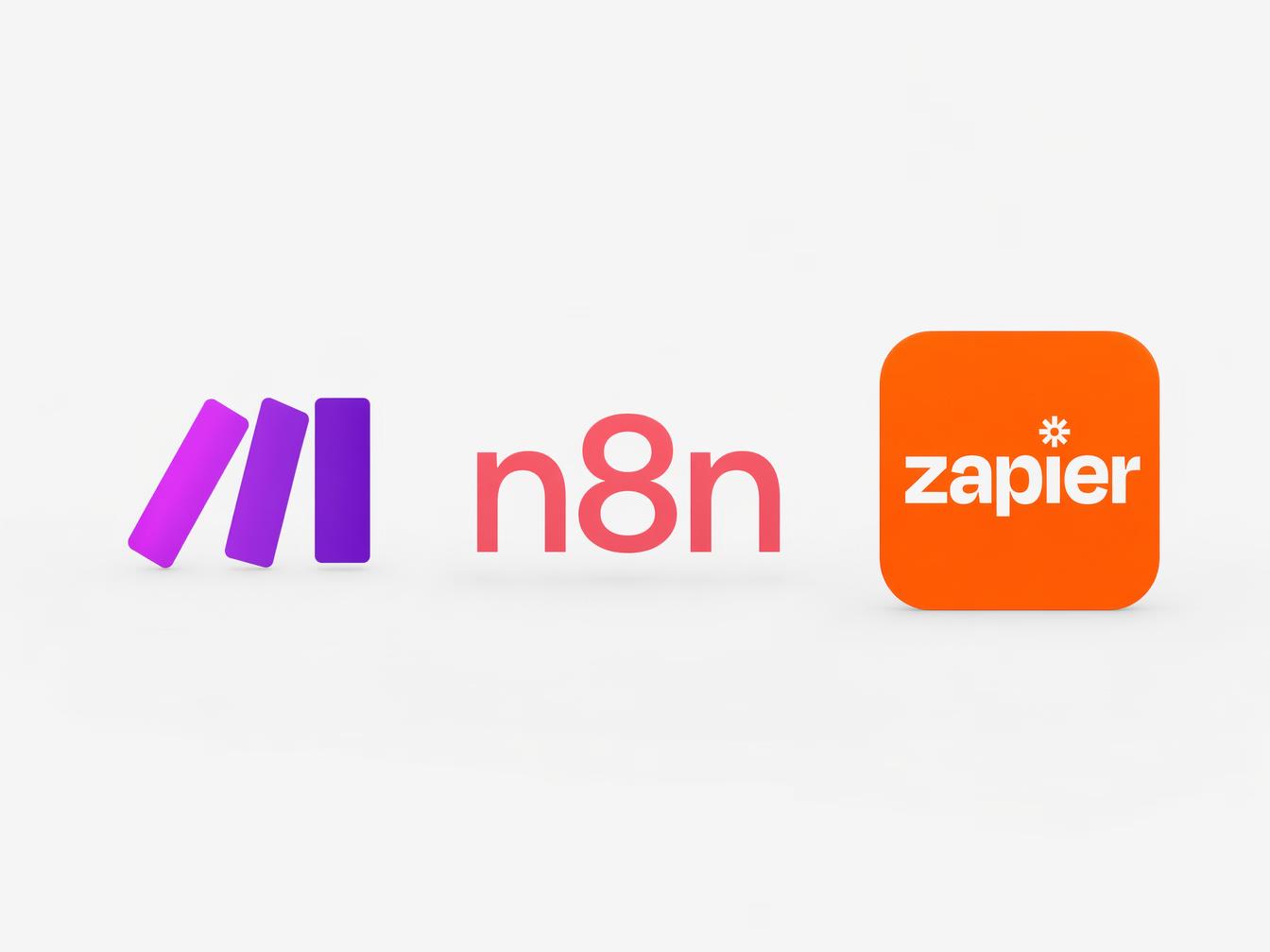 Logos Make, n8n et Zapier alignés