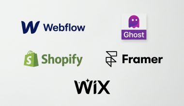 Logos Webflow, Ghost, Shopify, Framer et Wix