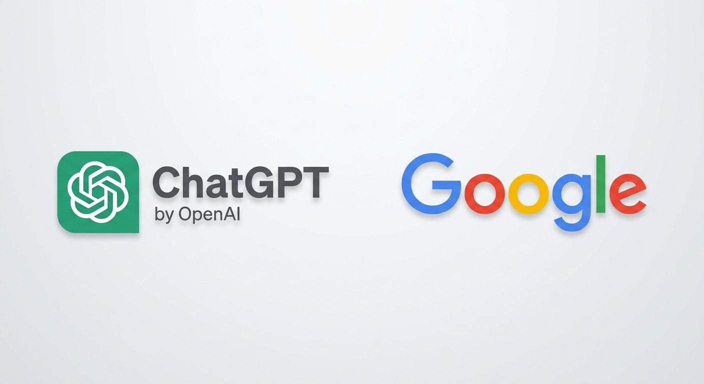 Logos ChatGPT et Google sur fond clair