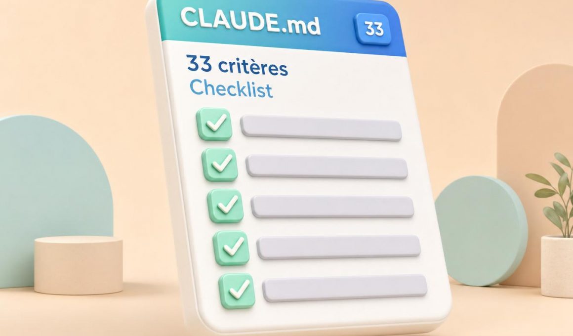 Checklist CLAUDE.md avec 33 critères validés
