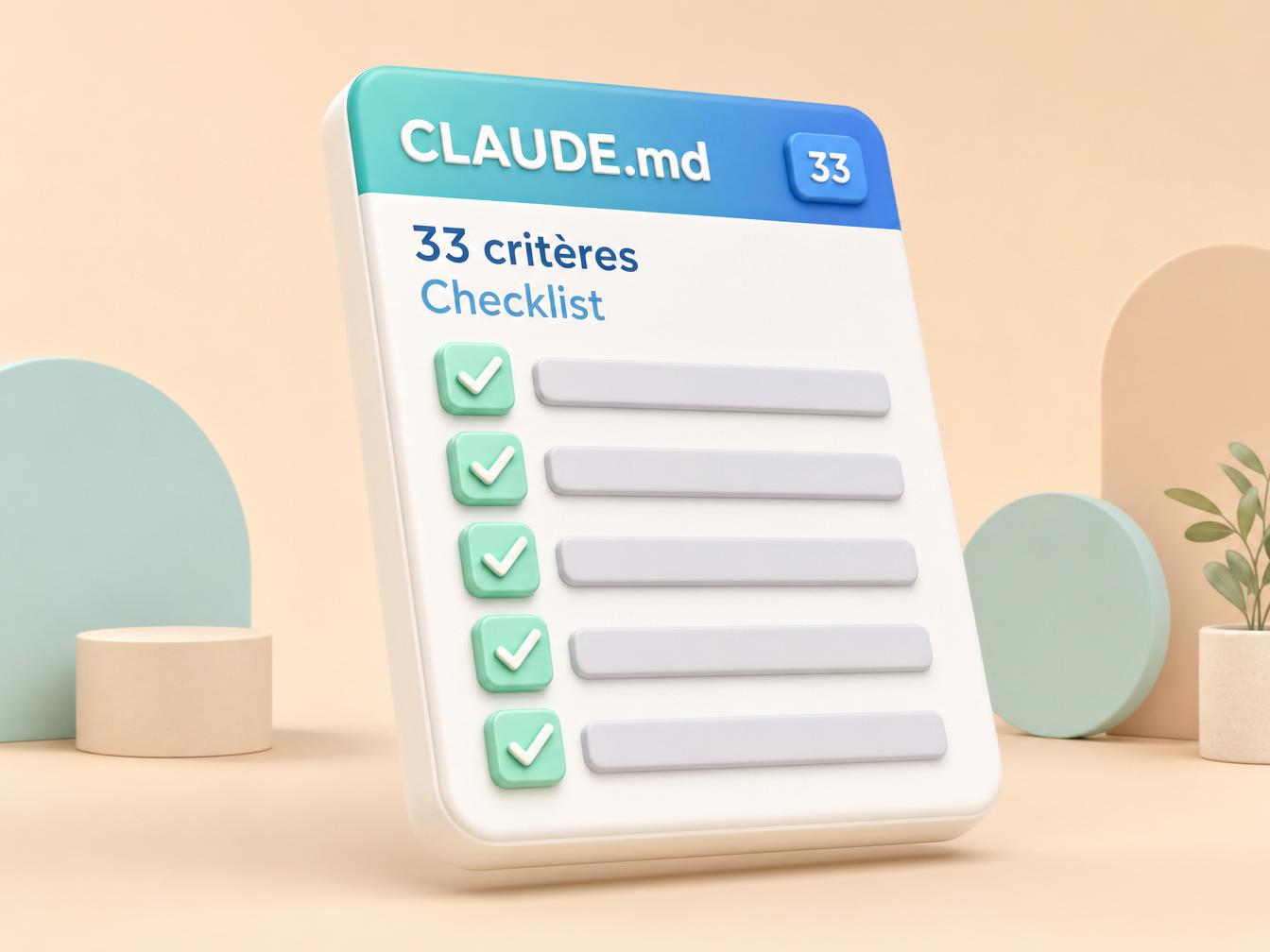 Checklist CLAUDE.md avec 33 critères validés