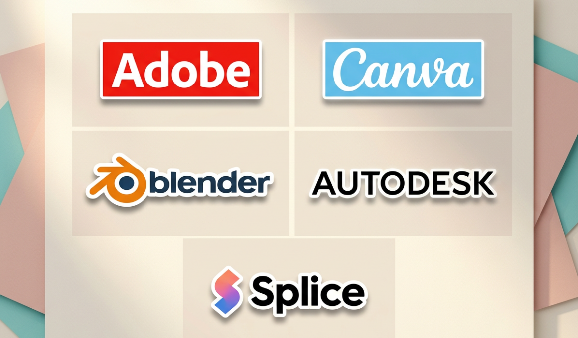 Logos Adobe, Canva, Blender, Autodesk et Splice