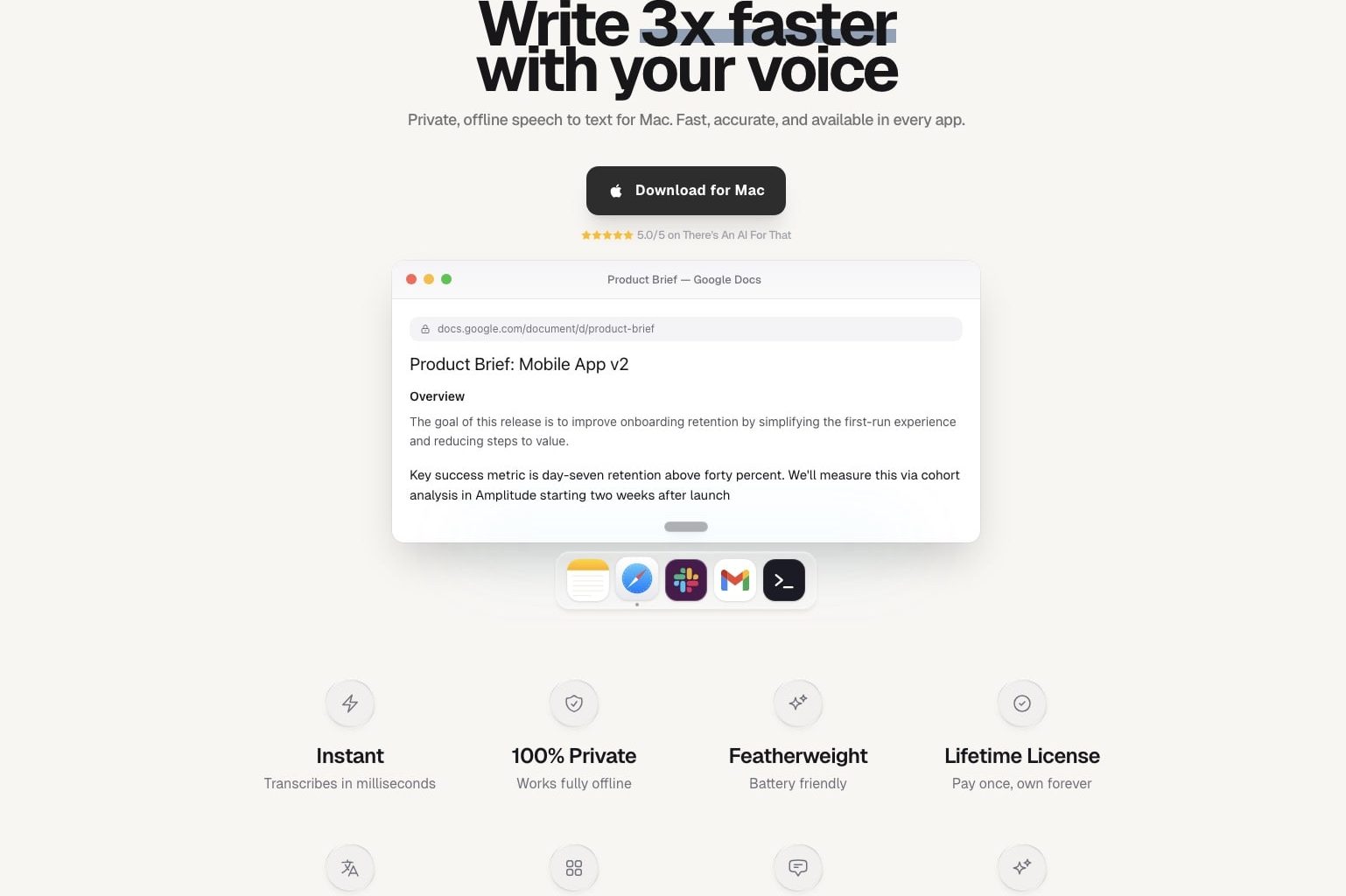 Interface utilisateur d'une application de transcription vocale
