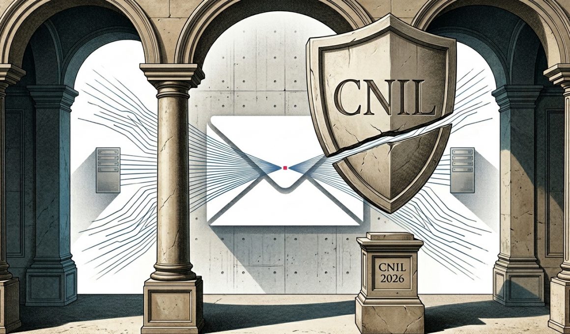 Bouclier CNIL protégeant une enveloppe numérique