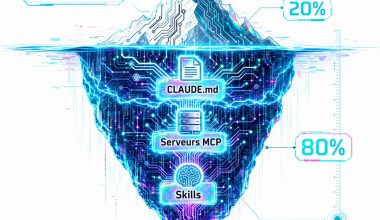 Schéma iceberg Claude Code, serveurs MCP et skills