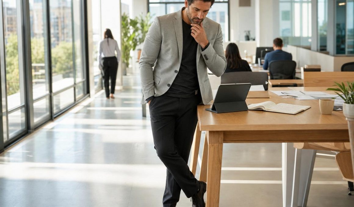 Homme pensif dans un bureau moderne