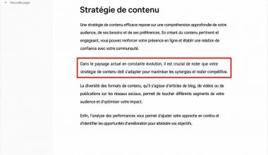 Page Notion sur la stratégie de contenu