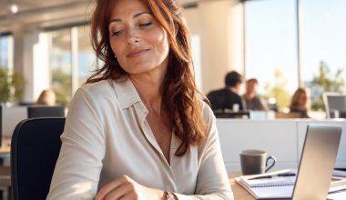 Femme regardant sa montre au bureau moderne
