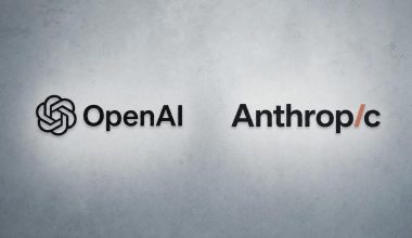 Logos OpenAI et Anthropic sur mur clair