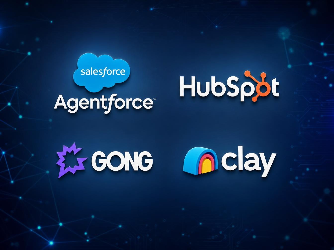 Logos Salesforce, HubSpot, Gong et Clay