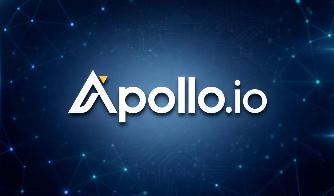 Logo Apollo.io sur fond technologique bleu