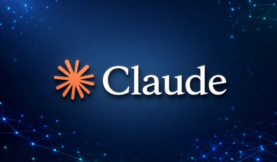 Logo Claude sur fond technologique bleu