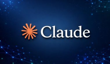 Logo Claude sur fond technologique bleu