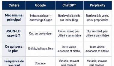 Comparaison Google ChatGPT Perplexity données structurées