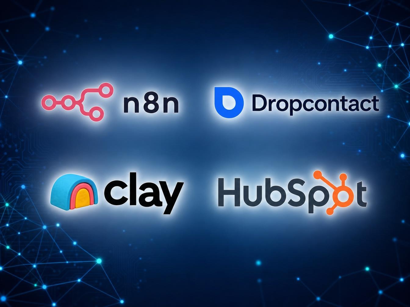 Logos n8n, Dropcontact, Clay et HubSpot