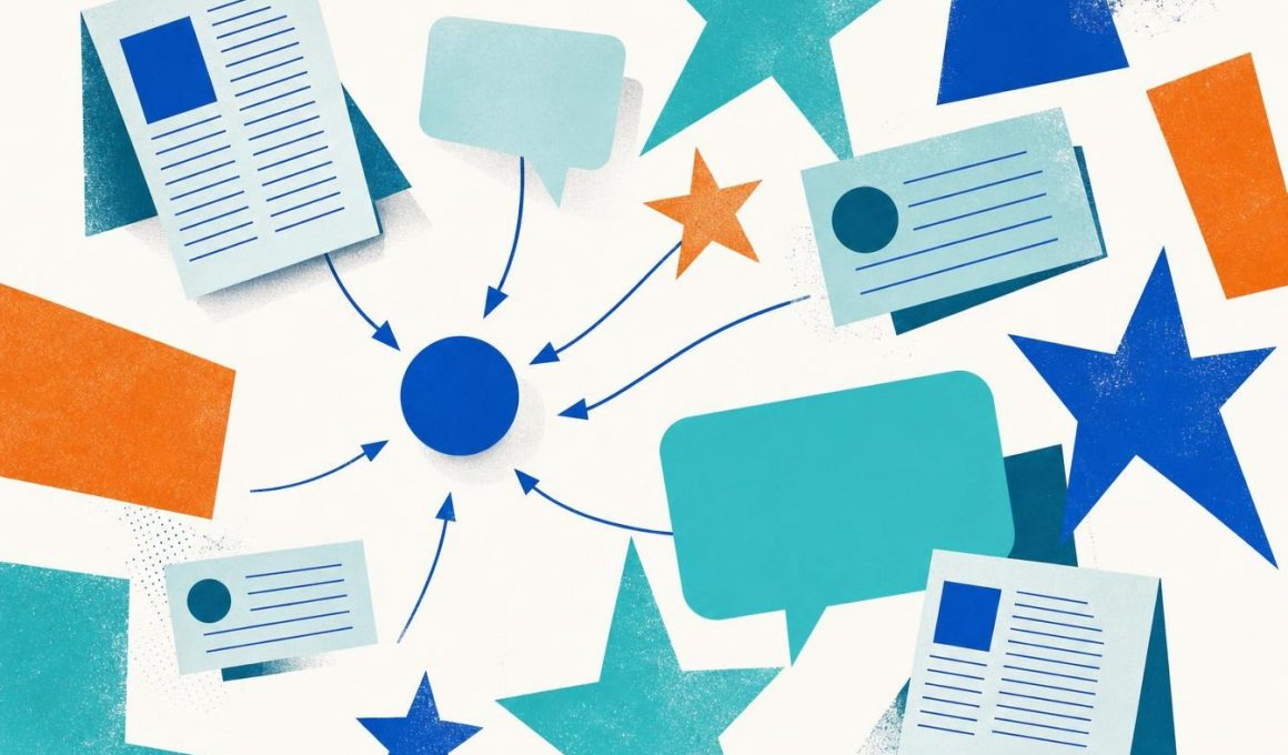 Schéma communication digitale avec bulles et flèches