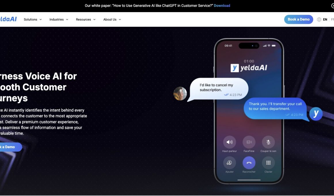 Interface YeldaAI Voice AI sur smartphone