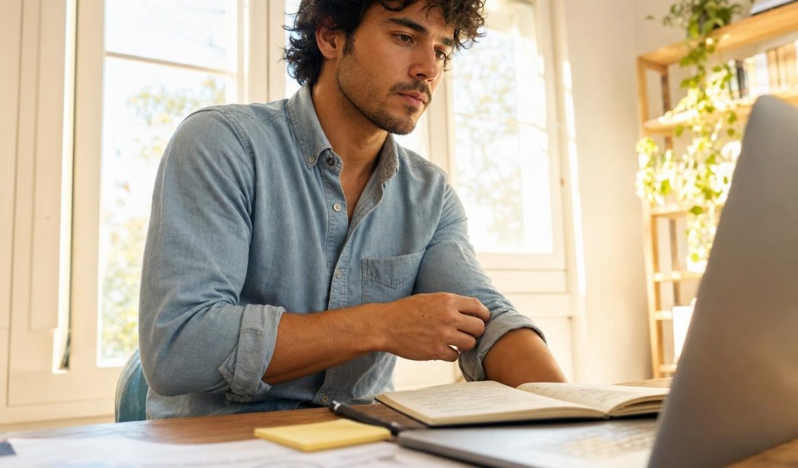 Homme travaillant sur ordinateur portable à domicile