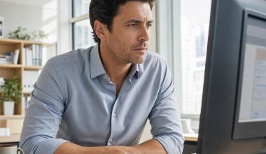 Homme concentré travaillant devant un écran au bureau